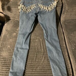 Stylish Blue Jeans with Unique Detailing